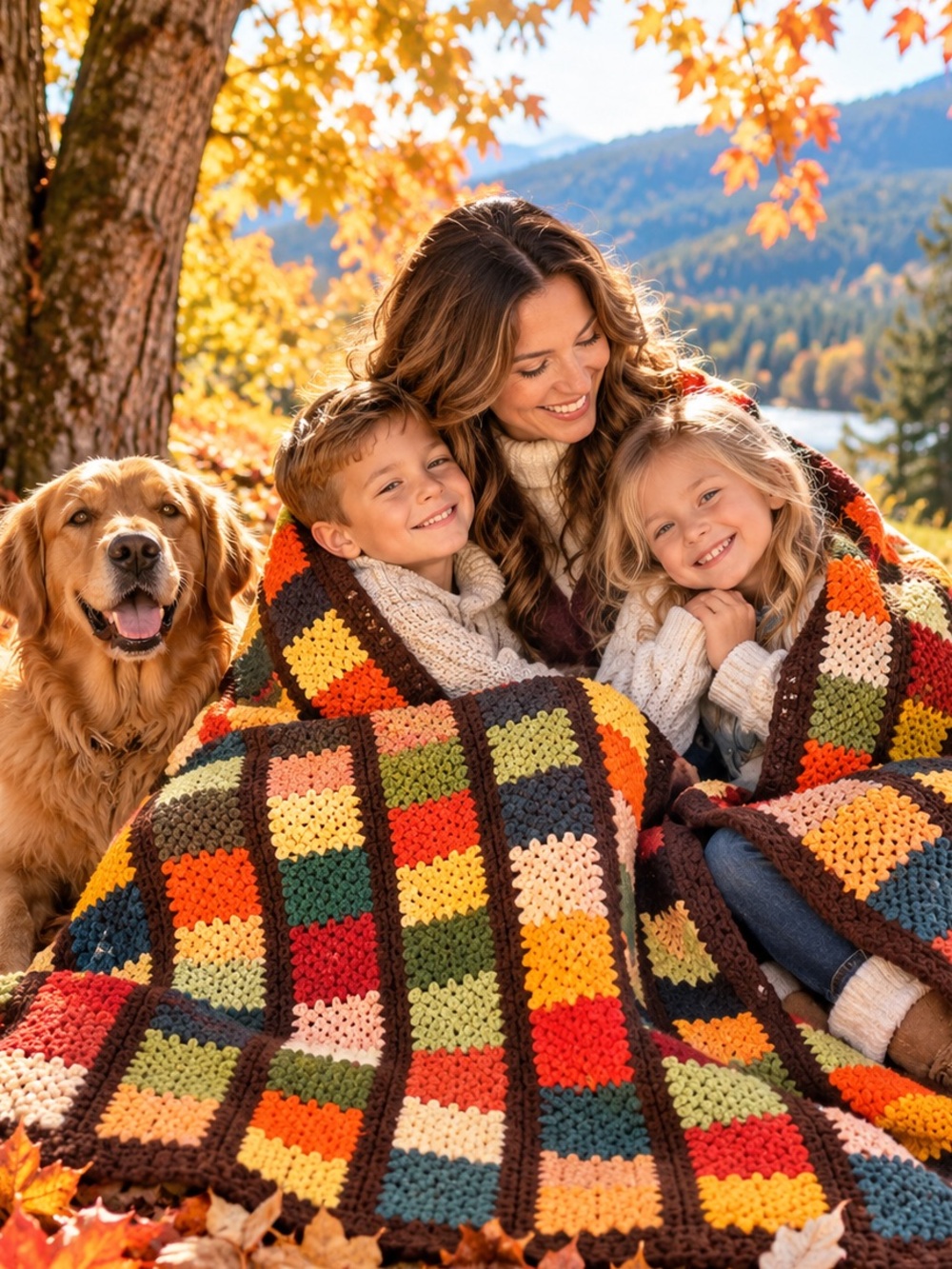 77X64 Handmade Crochet Patchwork Afghan – Gorgeous Fall Colours